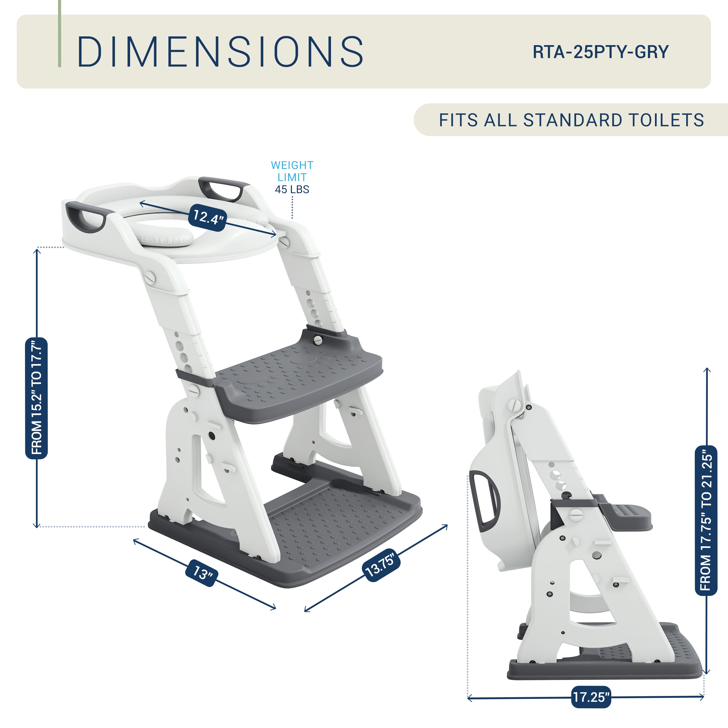 Toddler Potty Training Seat with Step Stool Ladder, Foldable