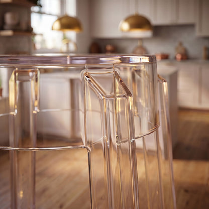 Clear Plastic Stackable Bar Stools Set of 2, Modern Transparent Bar Height Stools, Ghost Chair Inspired Clear Plastic Bar Chairs for Home Bar, Kitchen Island, Dining Room, Restaurant, Café