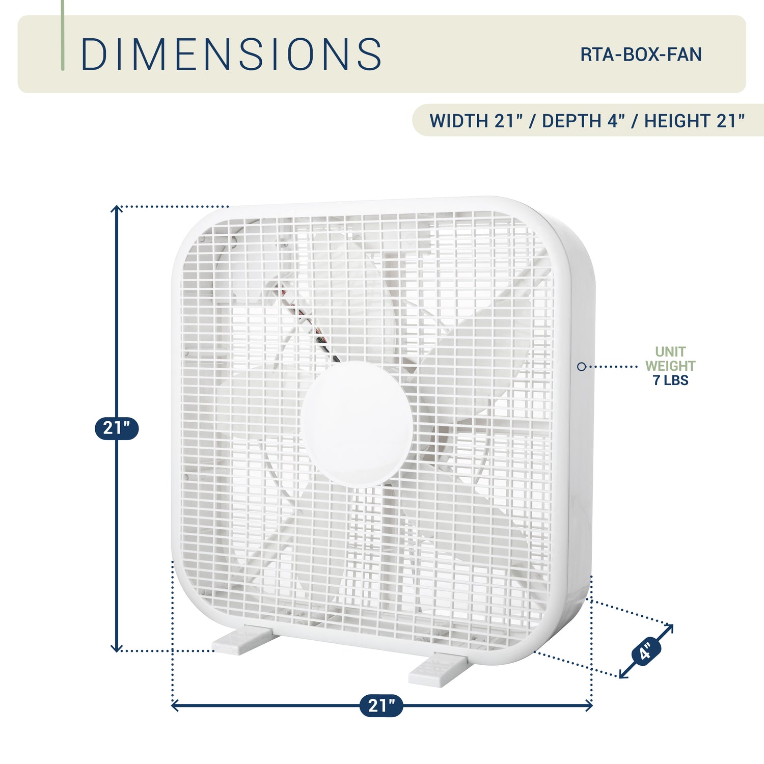 20 Inch Box Fan, 3-Speed Portable Cooling Fan With Carry Handle, Quiet High Velocity Air Circulator, 80W Powerful Airflow, Slim &amp; Lightweight, Floor Fan for Bedroom, Home, Office, Dorm, Garage
