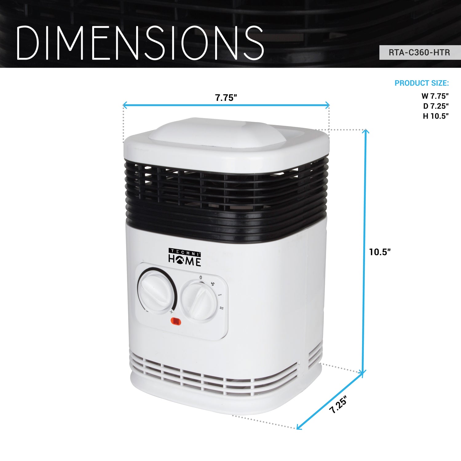 360 degree Ceramic Heater with Safety Tip-Over Shutoff and Overheat Protection