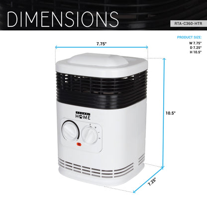 360 degree Ceramic Heater with Safety Tip-Over Shutoff and Overheat Protection