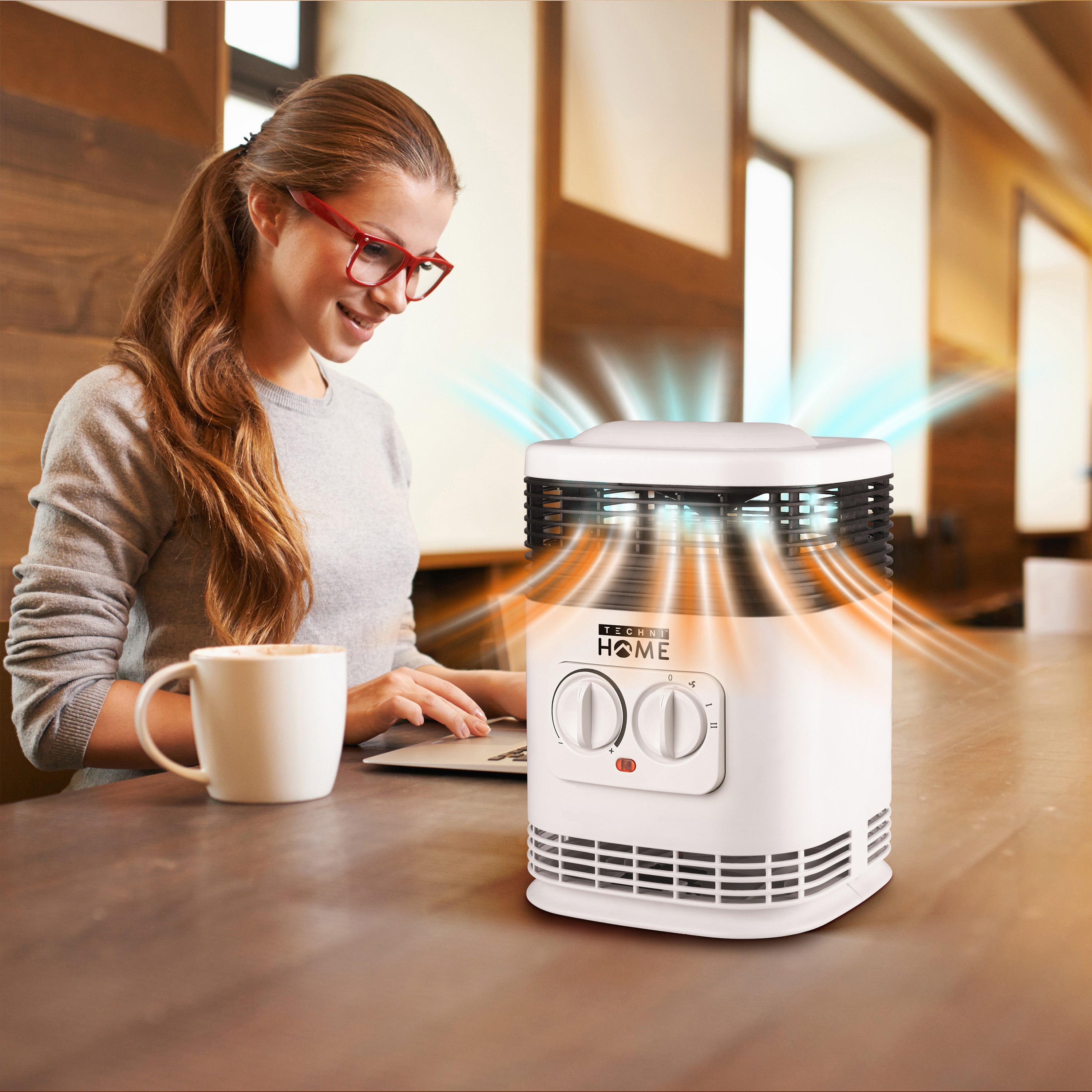 360 degree Ceramic Heater with Safety Tip-Over Shutoff and Overheat Protection