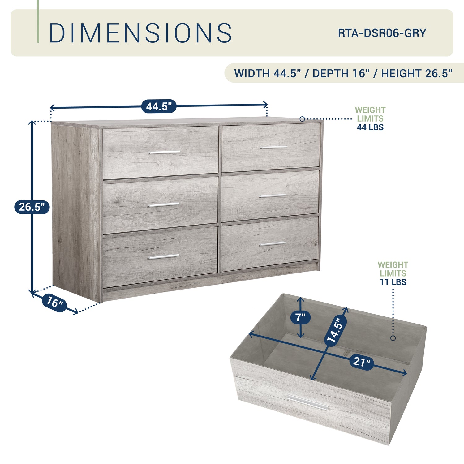 6-Drawer Dresser, Wood Frame Dresser with Large Fabric Drawers 6-Drawer Dresser, Wood Frame Dresser with Large Fabric Drawers