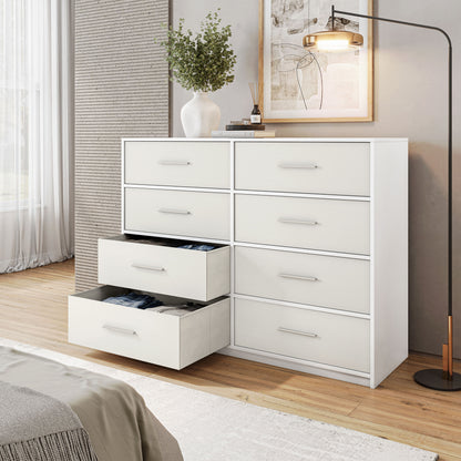 8-Drawer Dresser, Wood Frame Dresser with Large Fabric Drawers 8-Drawer Dresser, Wood Frame Dresser with Large Fabric Drawers