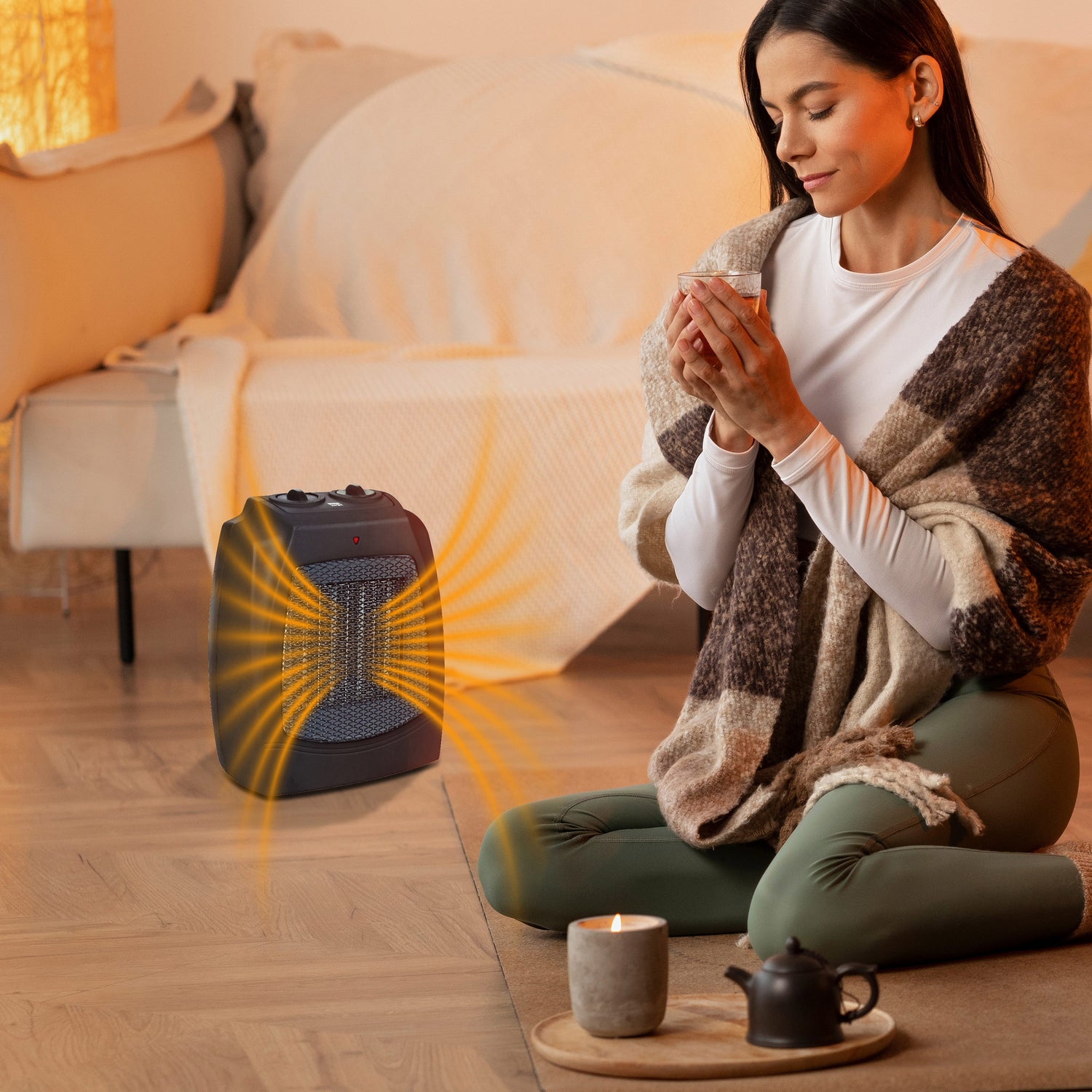 Dual Comfort 2-in-1 Portable Space Heater &amp; Fan, Energy-Efficient Electric Unit with Tip Over Shut Off Switch