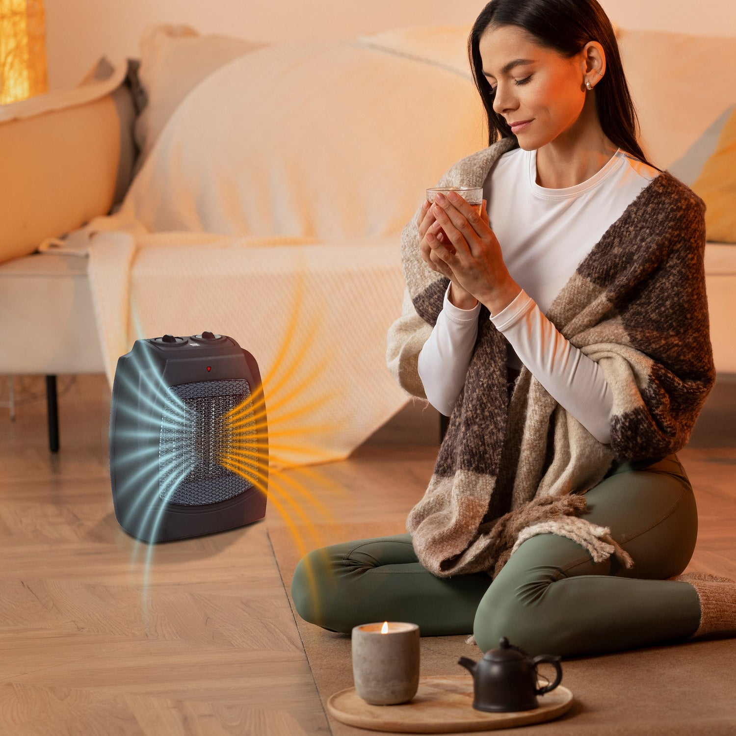 Dual Comfort 2-in-1 Portable Space Heater &amp; Fan, Energy-Efficient Electric Unit with Tip Over Shut Off Switch