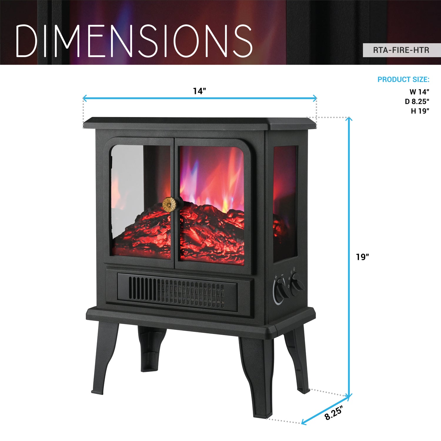 Freestanding Fireplace Heater with Flame Effects
