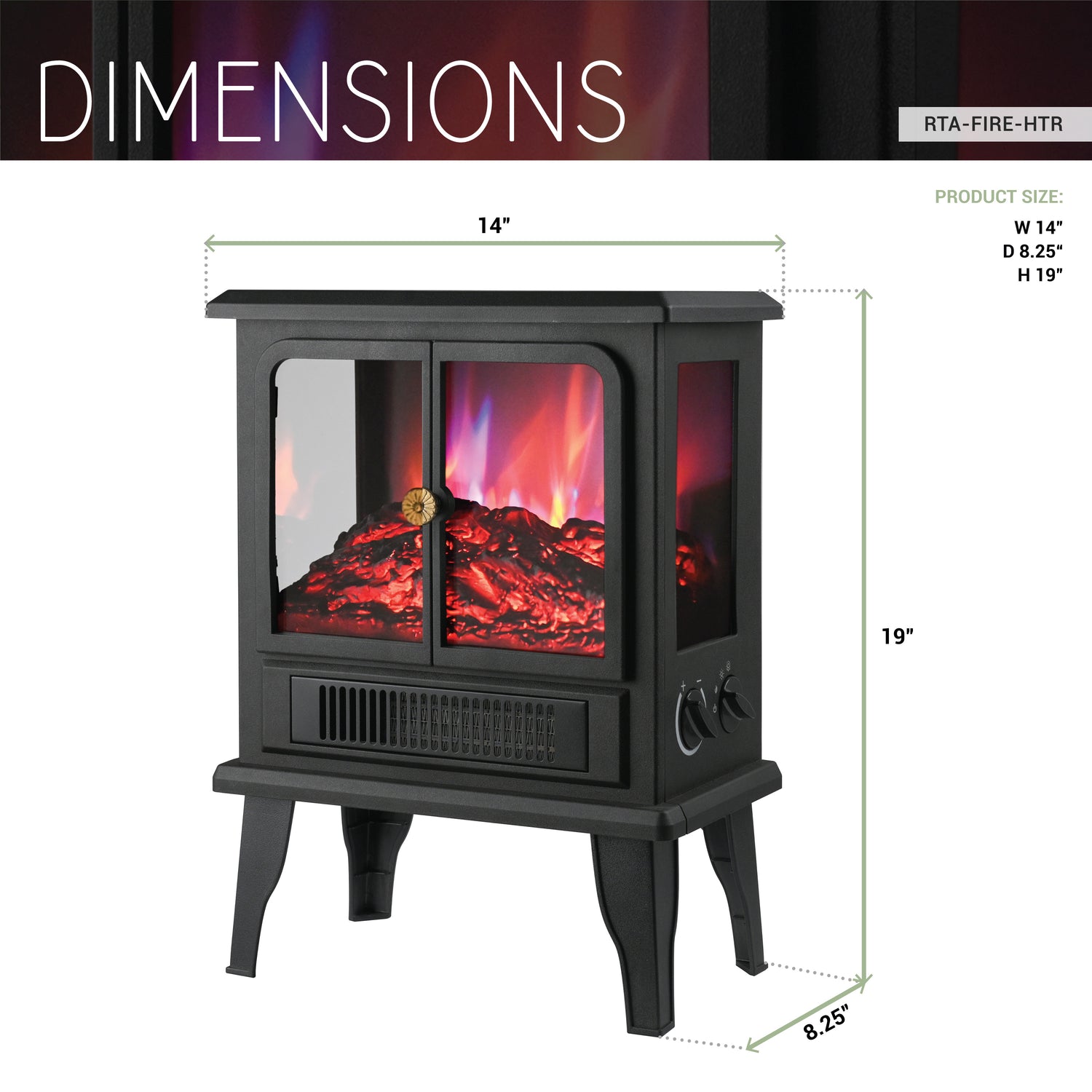 Freestanding Fireplace Heater with Flame Effects