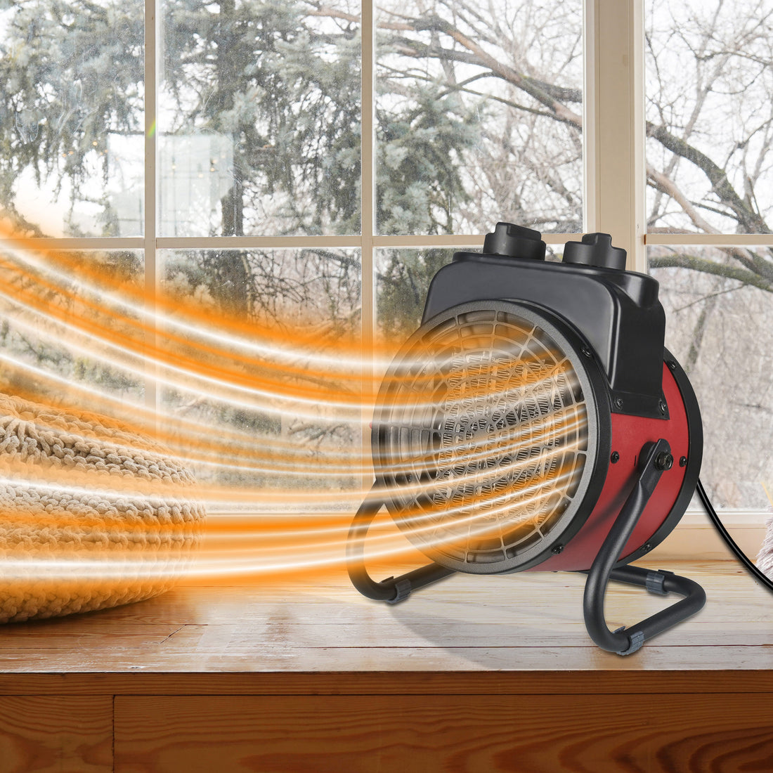 Industrial Electric Forced Air Heater with Ceramic Heating Element and Adjustable Tilt