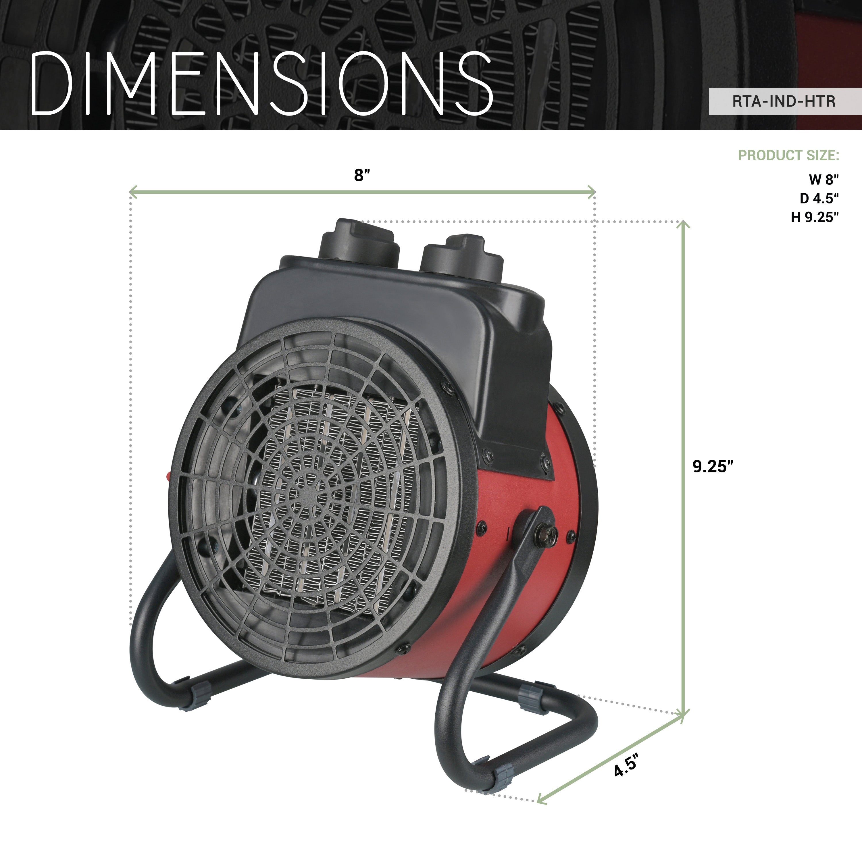 Electric Forced Air Heater with Ceramic Heating Element and Adjustable Tilt