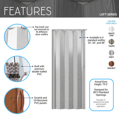 Loft Series 32" Premium Double Walled PVC Foldable Accordion Doors
