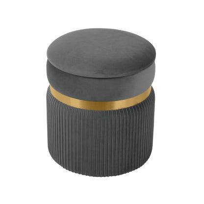 Modern Velvet Round Ottoman with Storage