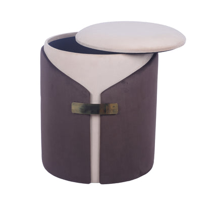 Two-Toned Vanity Stool Ottoman with Storage