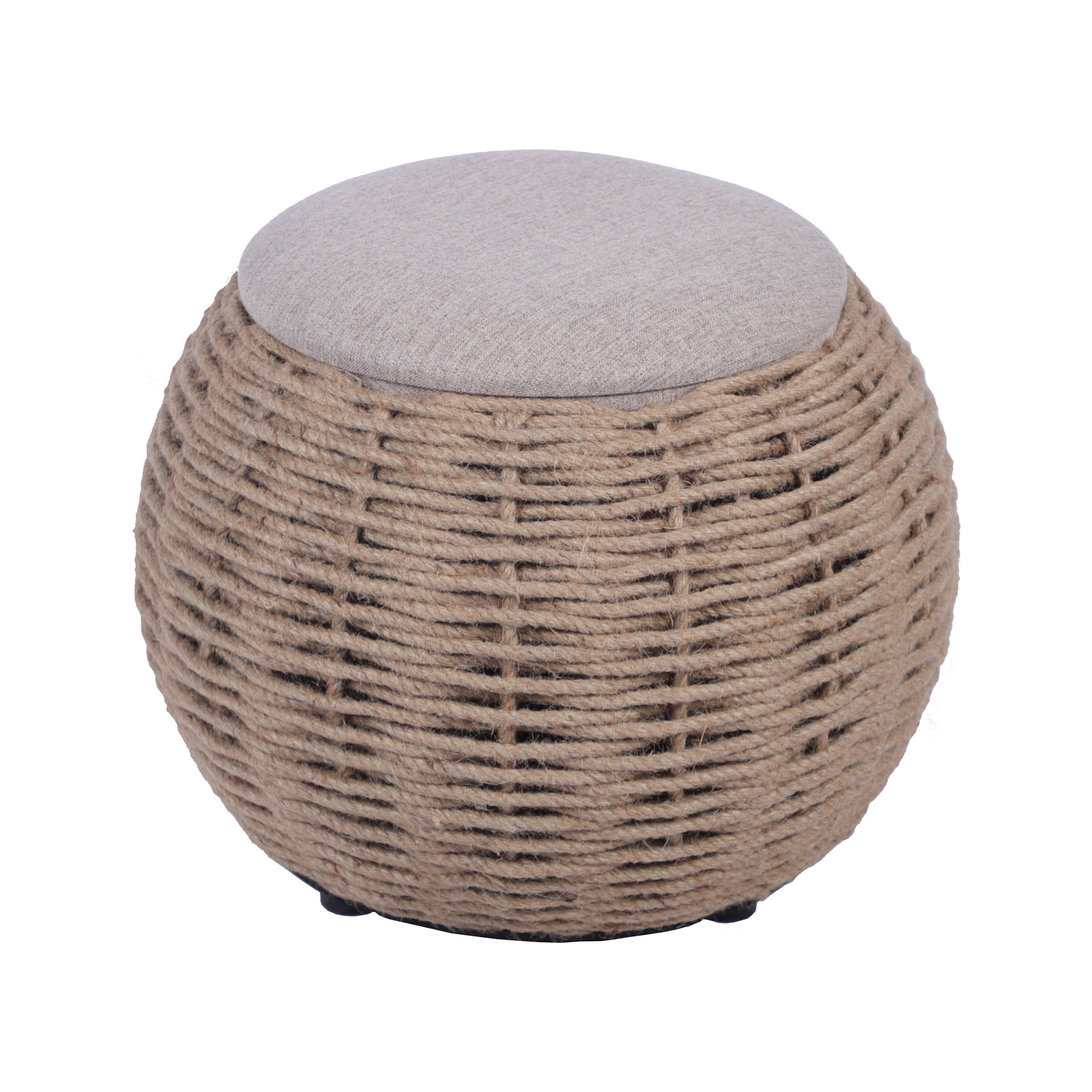 Natural Woven Ottoman with Storage