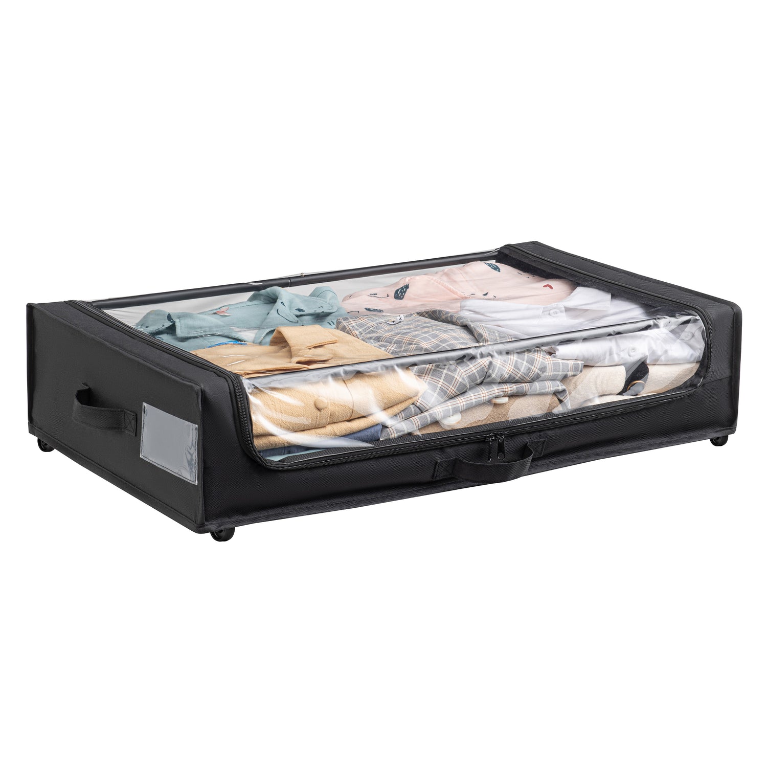 Rolling Under-Bed Storage Organizer with Clear Top, Space-Saving Design, and Multi-Directional Wheels – Perfect for Clothes, Shoes, and Household Items, Set of 2