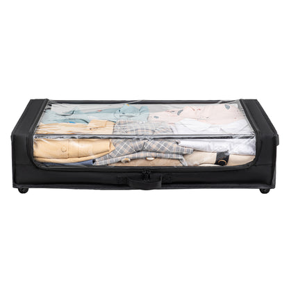 Rolling Under-Bed Storage Organizer with Clear Top, Space-Saving Design, and Multi-Directional Wheels – Perfect for Clothes, Shoes, and Household Items, Set of 2